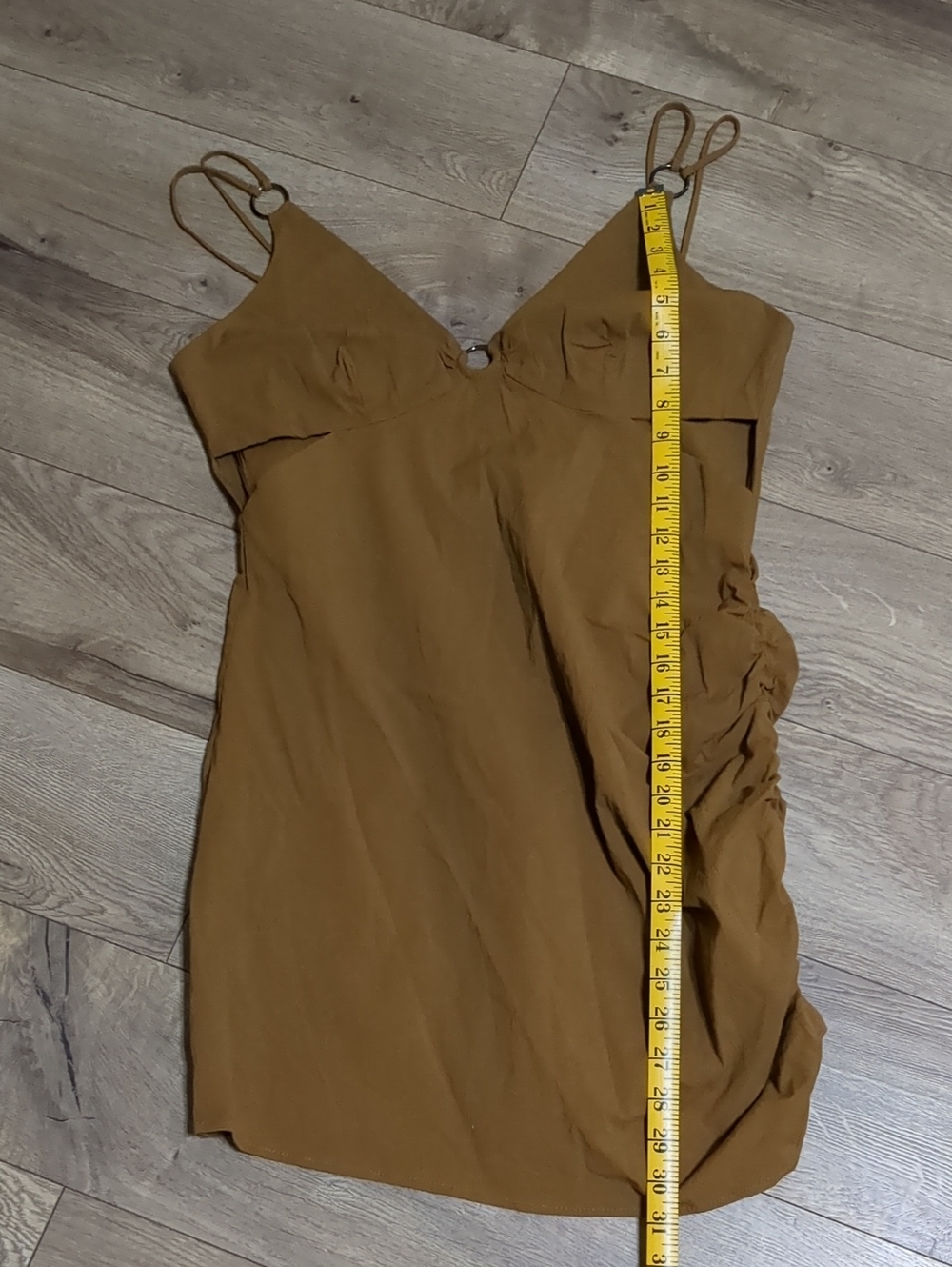 Zara mustard brown cut out mini dress Size L - Picture 8 of 11